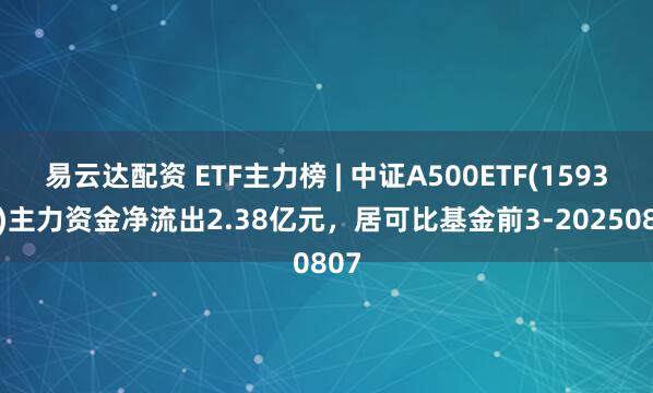 易云达配资 ETF主力榜 | 中证A500ETF(159338)主力资金净流出2.38亿元，居可比基金前3-20250807